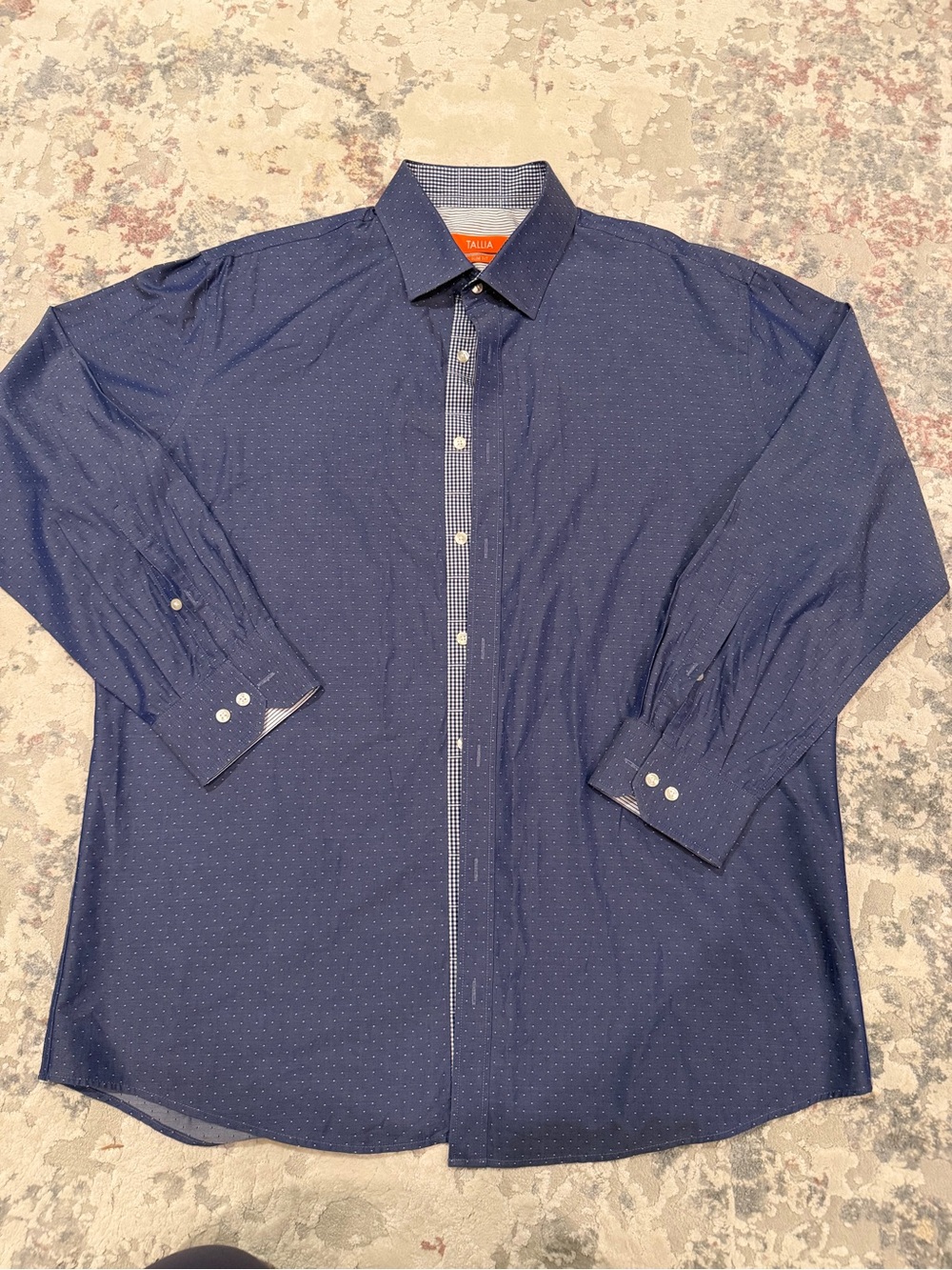TALLIA Navy Microdot Button-Down Dress Shirt